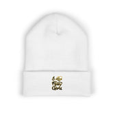 Classic Cuffed Beanie — "I Love Fluffy Girls Winter" Embroidered Winter Hat Hats Printify One size White