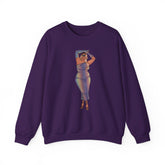 Crewneck Sweatshirt Featuring Plus Size Model Tazah Size S-5xl Sweatshirt Printify Purple S