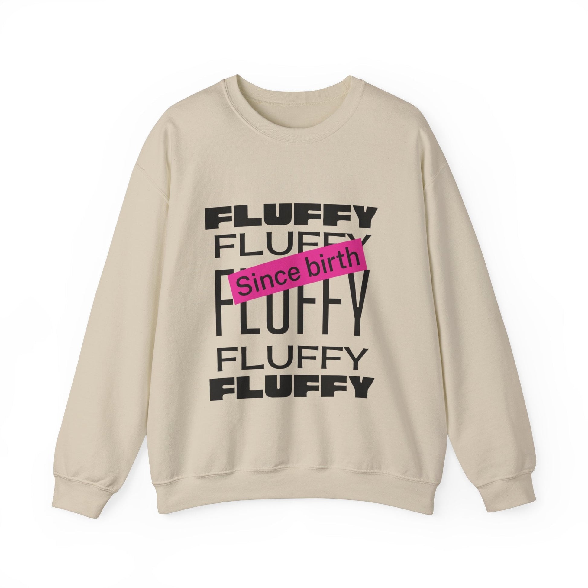 Fluffy Since Birth Unisex Heavy Blend™ Crewneck Sweatshirt Sweatshirt Printify S Sand 