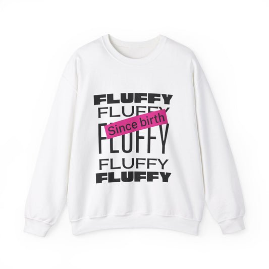 Fluffy Since Birth Unisex Heavy Blend™ Crewneck Sweatshirt Sweatshirt Printify S White 