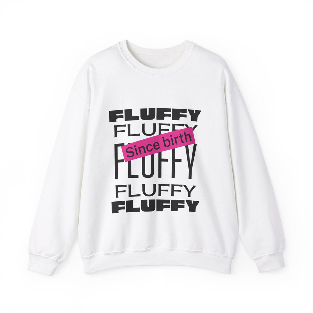 Fluffy Since Birth Unisex Heavy Blend™ Crewneck Sweatshirt Sweatshirt Printify S White