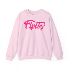 Fluffy Sweatshirt — White Cozy Crewneck with Pink 'Fluffy' Graphic Sweatshirt Printify S Light Pink