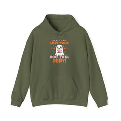 Hooded Sweatshirt Love Your Boo-tiful Body Halloween Exclusive Hoodie Printify Military Green S