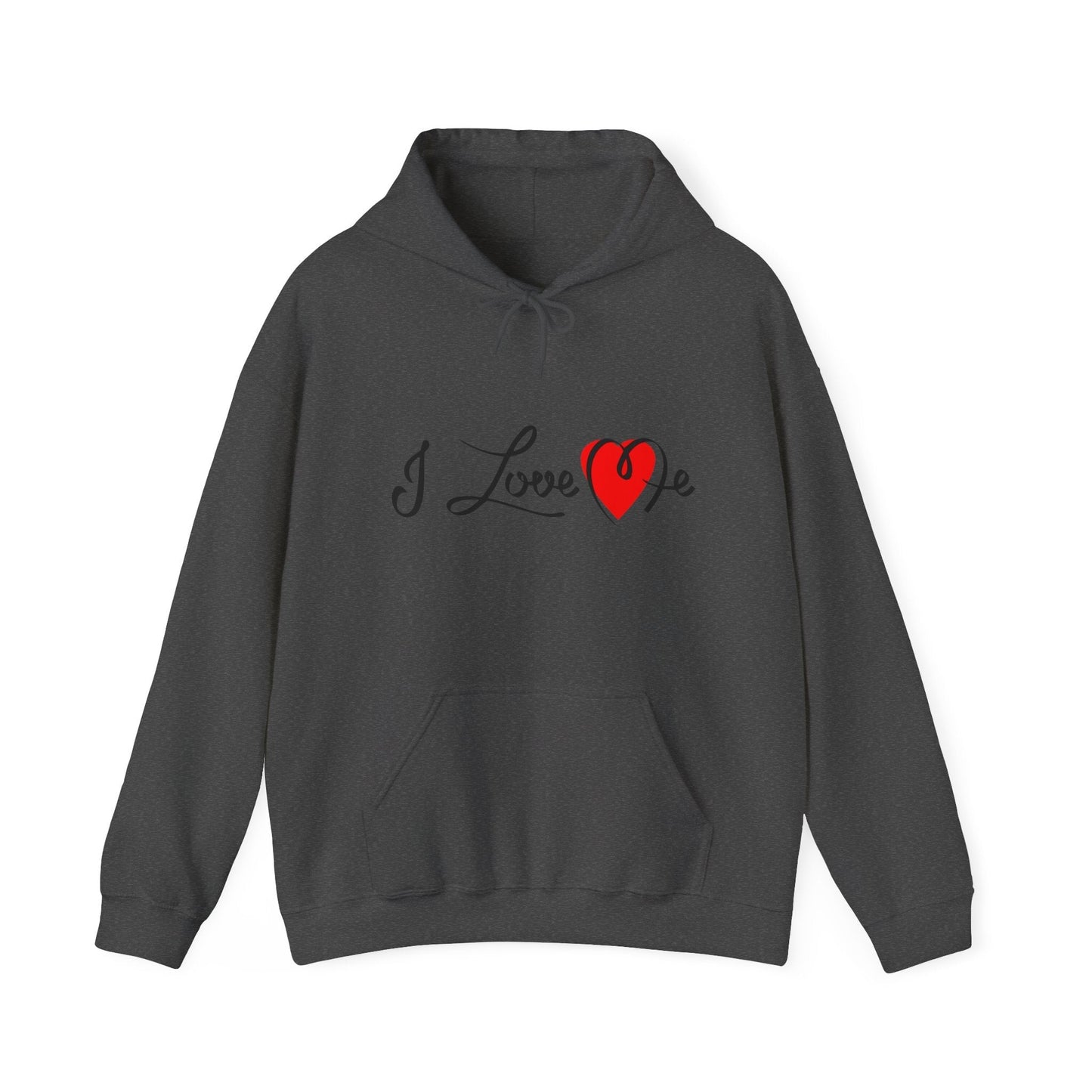 I Love Me Unisex Heavy Blend™ Hooded Sweatshirt Hoodie Printify Dark Heather S 