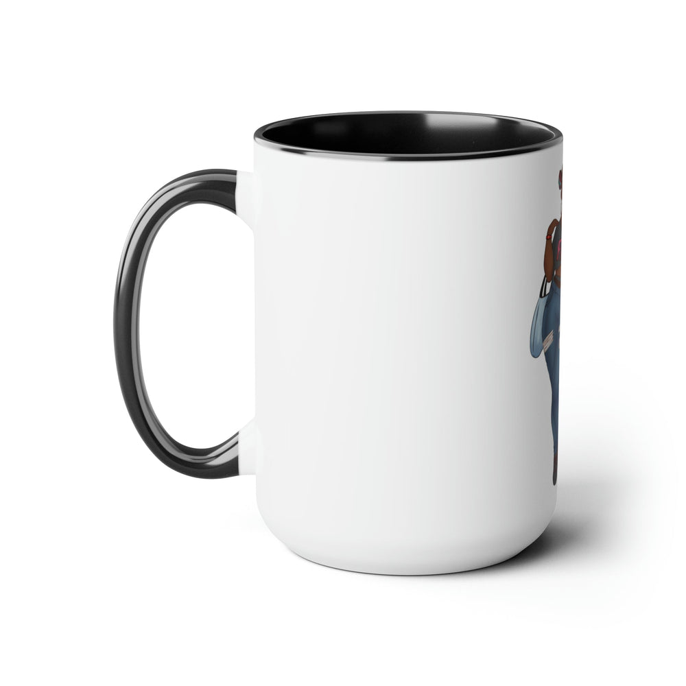 Mimi Two-Tone Coffee Mugs, 15oz Mug Printify 15oz Black
