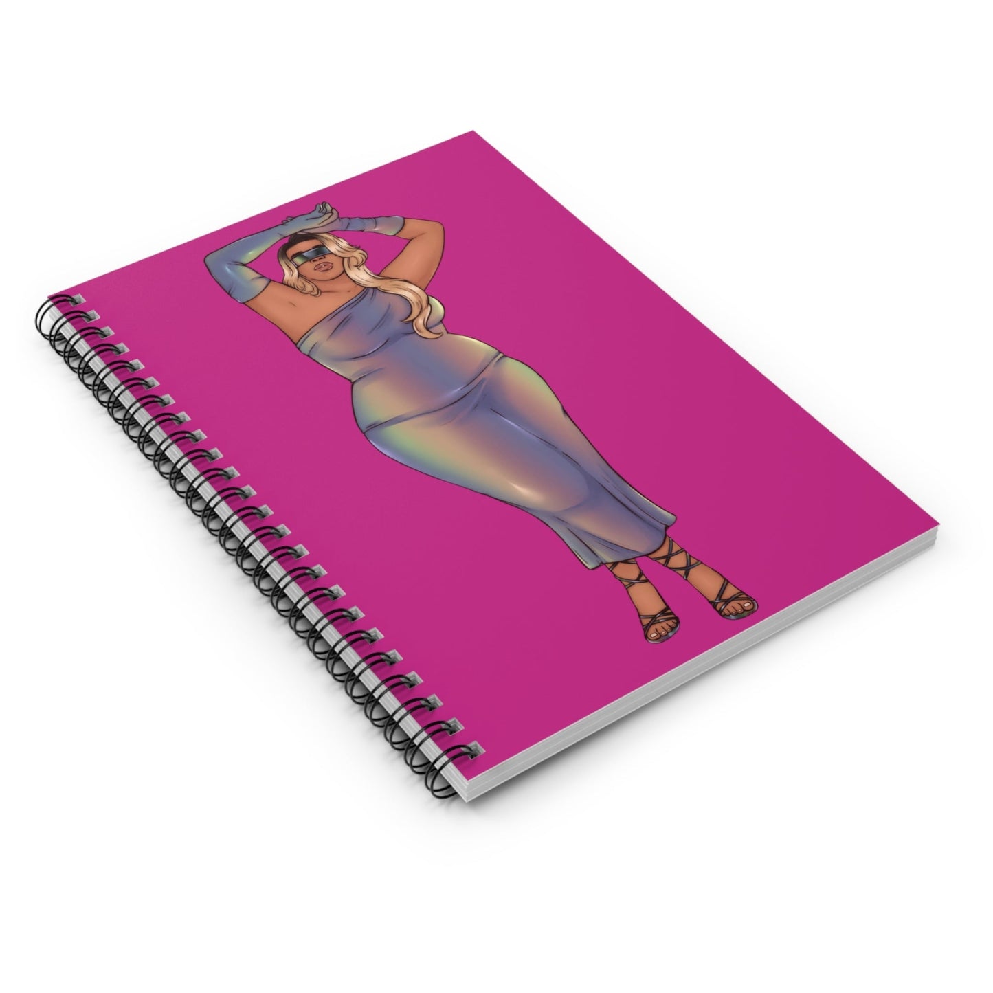 Tazah Chic Diva Spiral Notebook - Fashion Sketch, Trendy Journal, Gift for Fashion Lovers, Writing Notebook, Magenta Color Paper products Printify