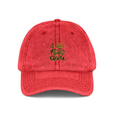 Vintage Embroidered Cap — I love Fluffy Girls Hats Printify One size Red