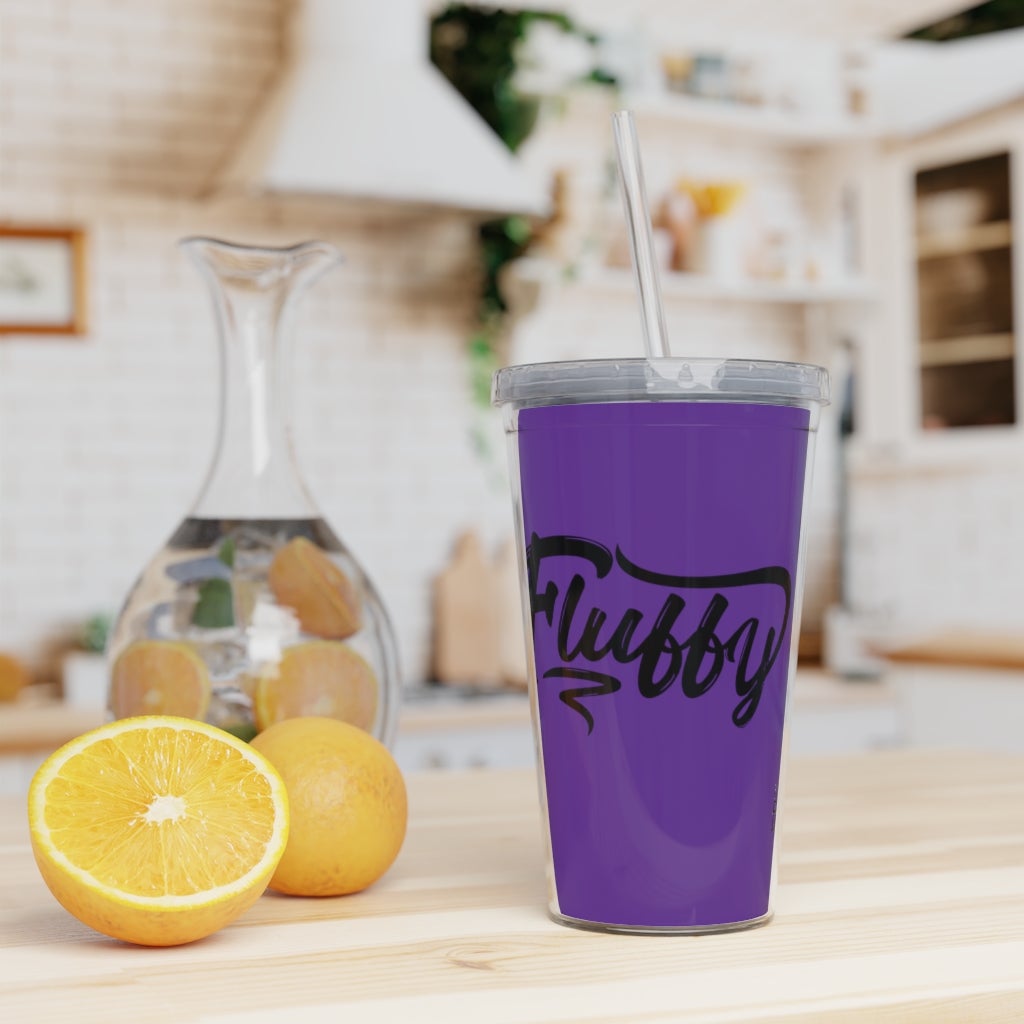 Fluffy Plastic Tumbler with Straw Mug Printify 20oz Transparent