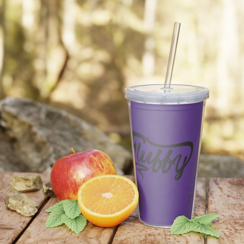 Fluffy Plastic Tumbler with Straw Mug Printify