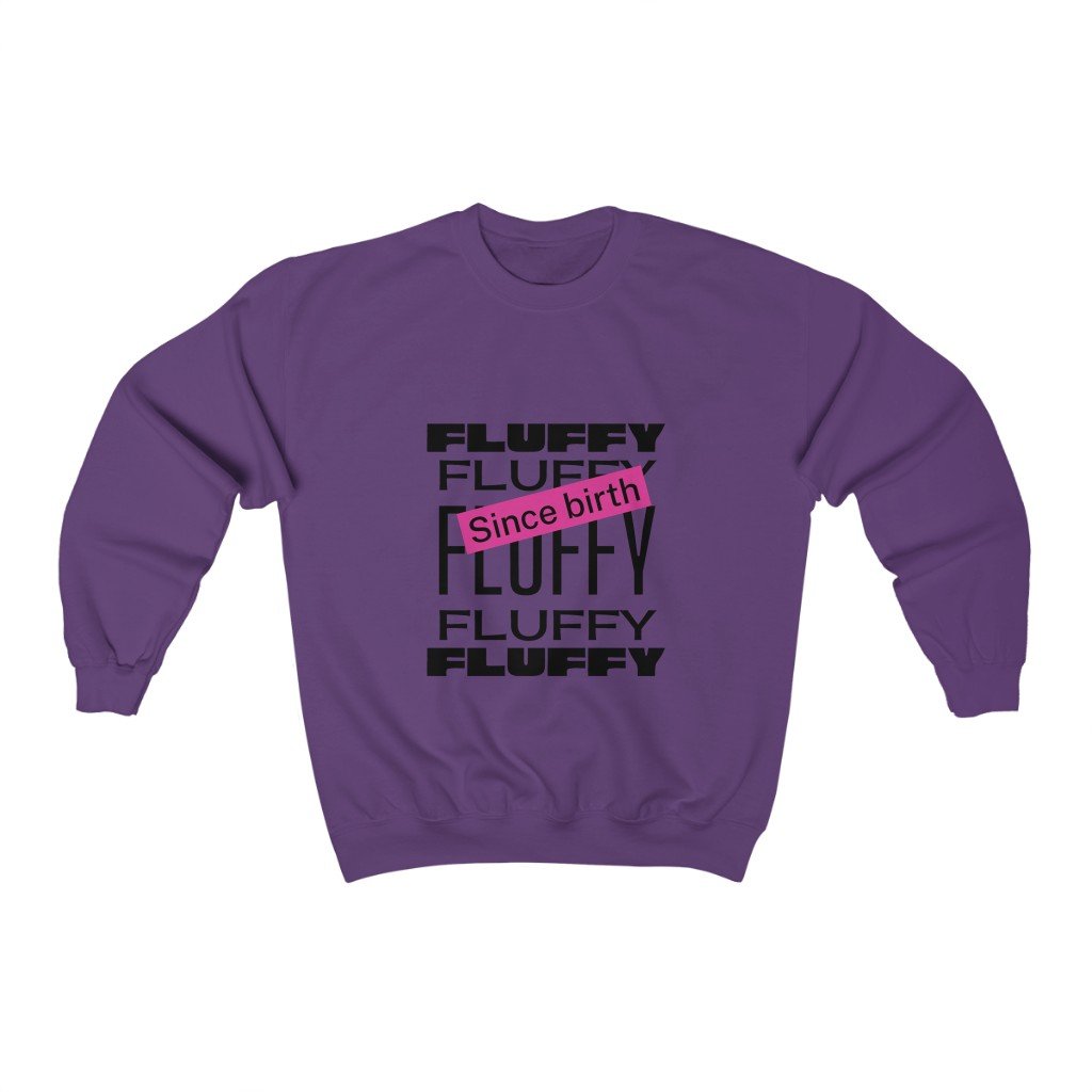 Fluffy Since Birth Unisex Heavy Blend™ Crewneck Sweatshirt Sweatshirt Printify Purple S