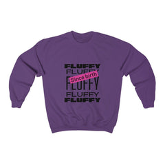 Fluffy Since Birth Unisex Heavy Blend™ Crewneck Sweatshirt Sweatshirt Printify Purple S