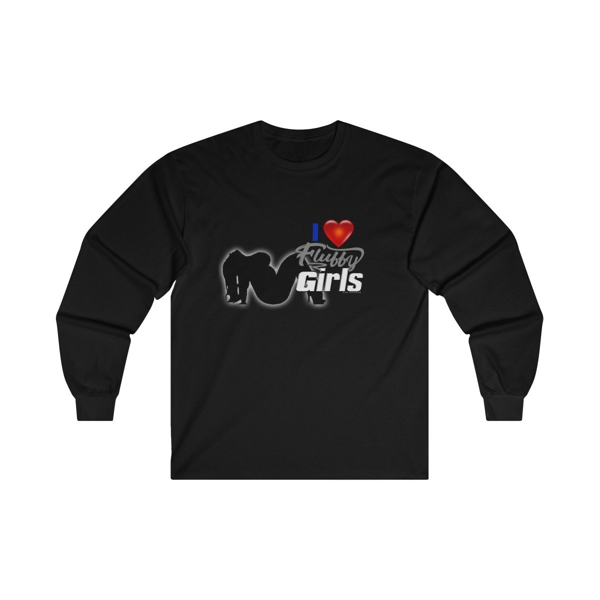 I Love Fluffy Girls Cotton Long Sleeve Tee Long-sleeve Printify S Black