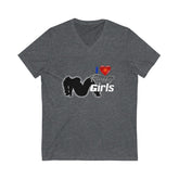 I love Fluffy Girls Men's Jersey Short Sleeve V-Neck Tee V-neck Printify Dark Grey Heather L
