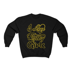 I love Fluffy Girls Unisex Heavy Blend™ Crewneck Sweatshirt Sweatshirt Printify S Black