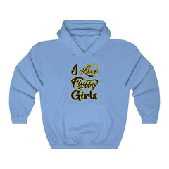 I love Fluffy Girls Unisex Heavy Blend™ Hooded Sweatshirt Hoodie Printify Carolina Blue L