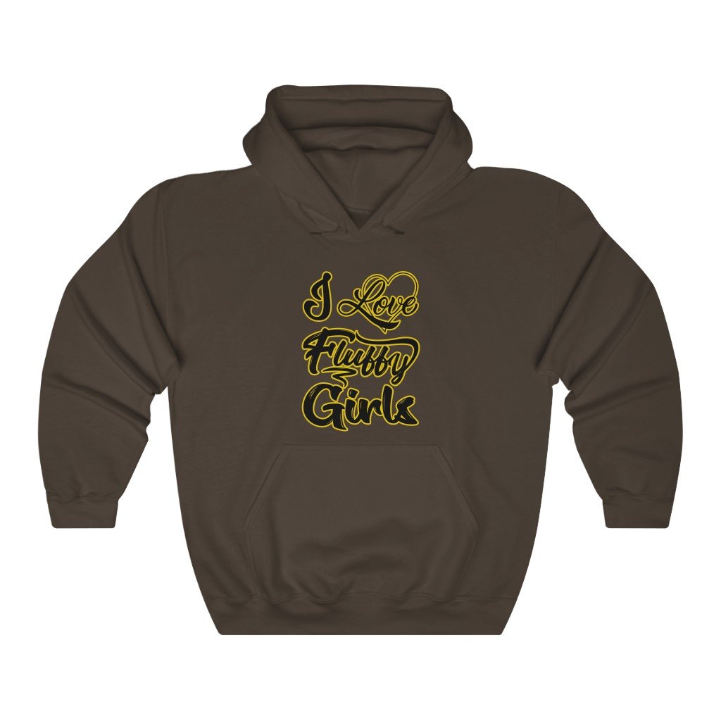 I love Fluffy Girls Unisex Heavy Blend™ Hooded Sweatshirt Hoodie Printify Dark Chocolate S