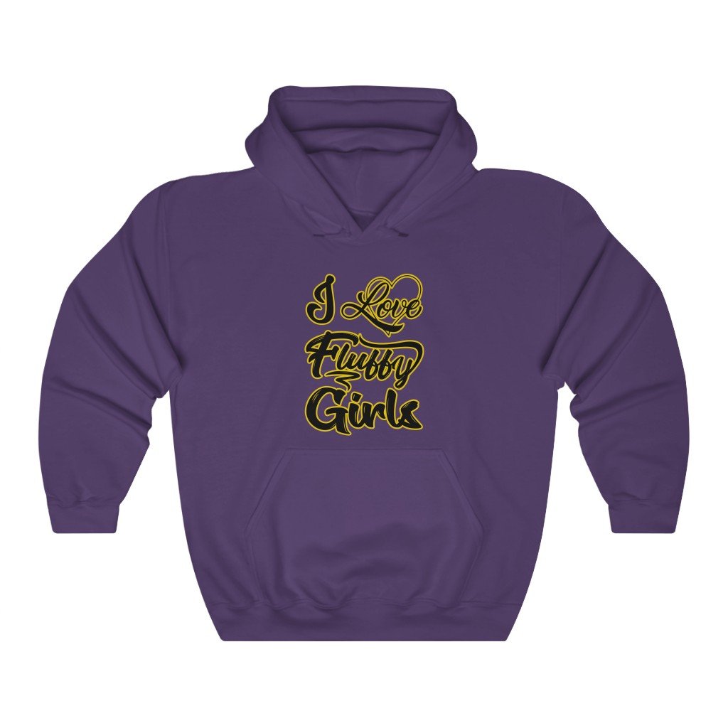 I love Fluffy Girls Unisex Heavy Blend™ Hooded Sweatshirt Hoodie Printify Purple S