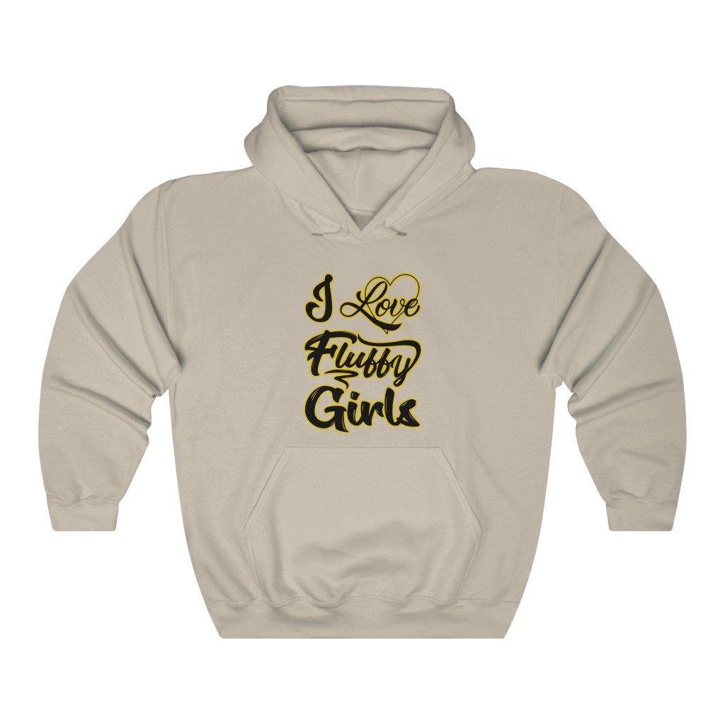 I love Fluffy Girls Unisex Heavy Blend™ Hooded Sweatshirt Hoodie Printify Sand S