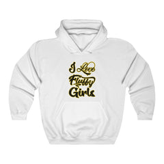 I love Fluffy Girls Unisex Heavy Blend™ Hooded Sweatshirt Hoodie Printify White S
