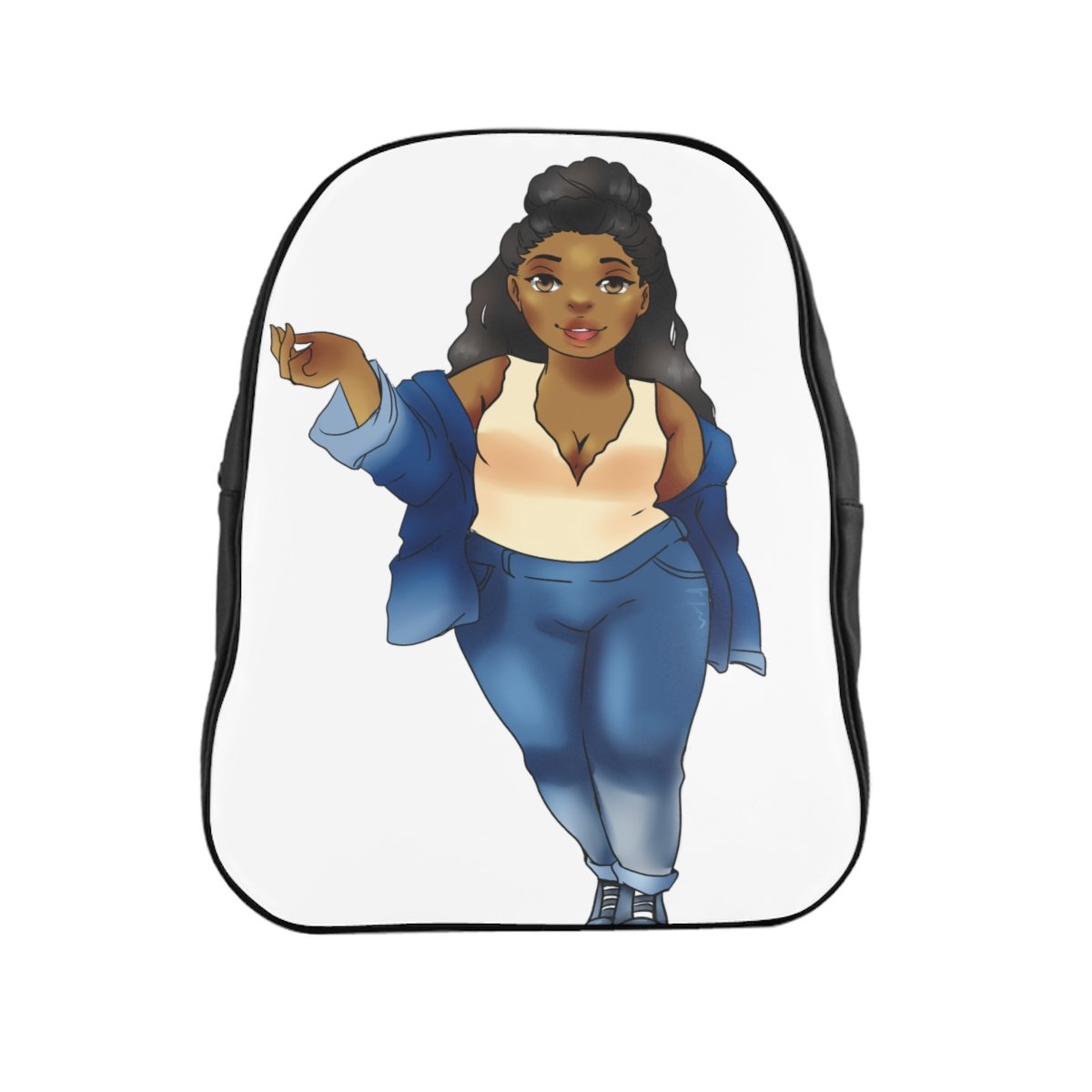 Lady in Blue Backpack Bags Printify Large