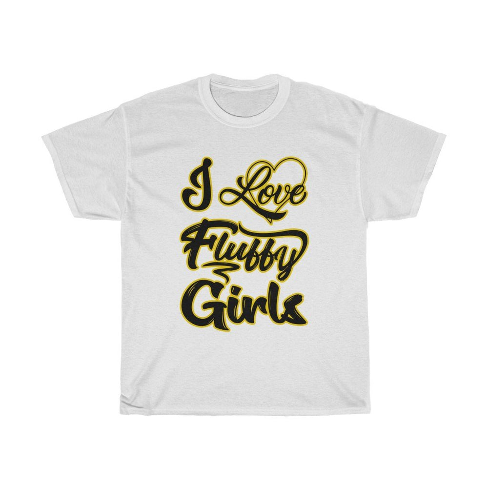 Men’s Round Neck I love Fluffy Girls Heavy Cotton Tee T-Shirt Printify White L