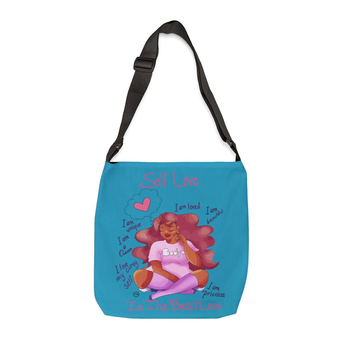 My Beautiful Fluff Adjustable Tote Bag in Turquoise Bags Printify 18" × 18''