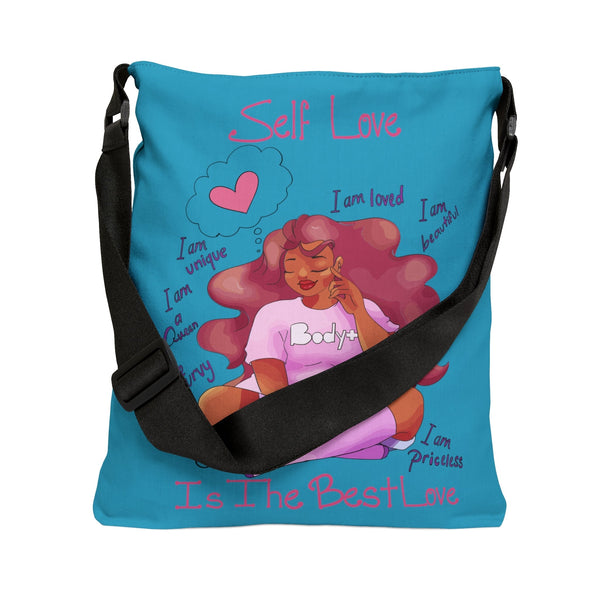 My Beautiful Fluff Adjustable Tote Bag in Turquoise Bags Printify