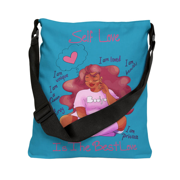 My Beautiful Fluff Adjustable Tote Bag in Turquoise Bags Printify