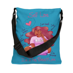 My Beautiful Fluff Adjustable Tote Bag in Turquoise Bags Printify
