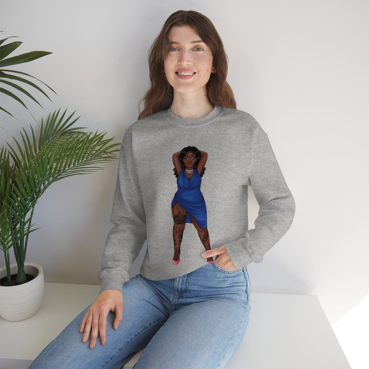 My Beautiful Fluff Show Off Your Fluff Kendra Unisex Heavy Blend Crewneck Sweatshirt Sweatshirt Printify