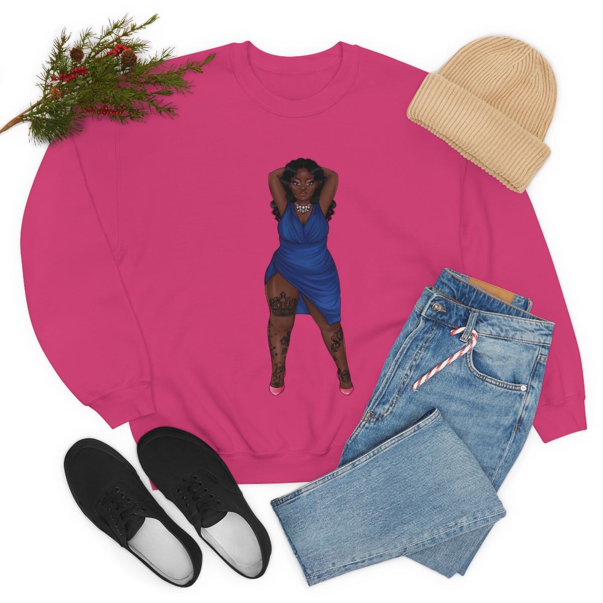 My Beautiful Fluff Show Off Your Fluff Kendra Unisex Heavy Blend Crewneck Sweatshirt Sweatshirt Printify