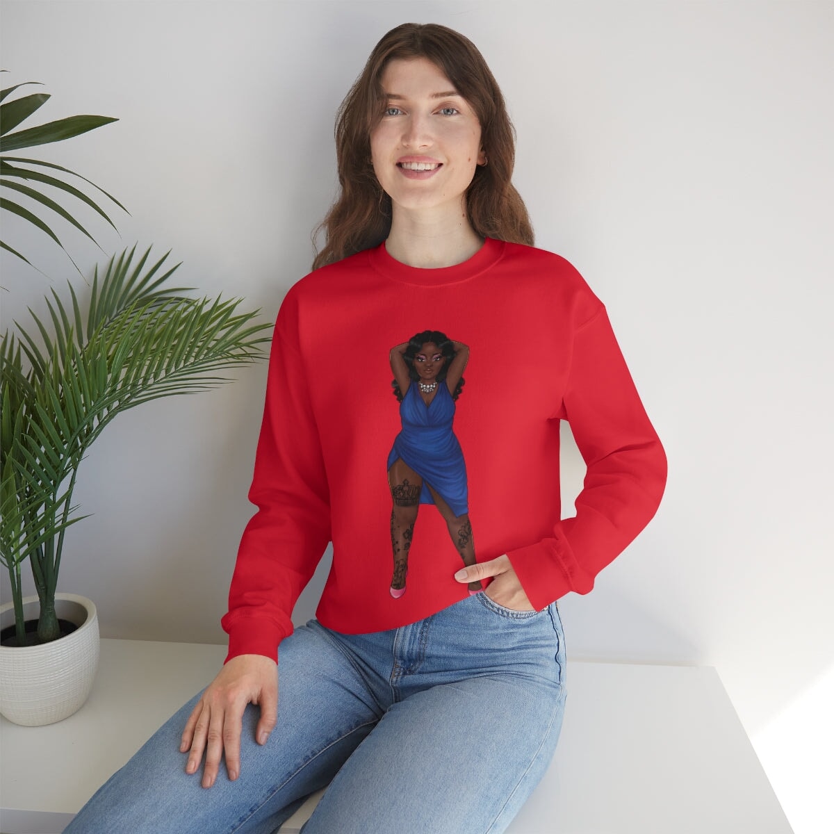 My Beautiful Fluff Show Off Your Fluff Kendra Unisex Heavy Blend Crewneck Sweatshirt Sweatshirt Printify