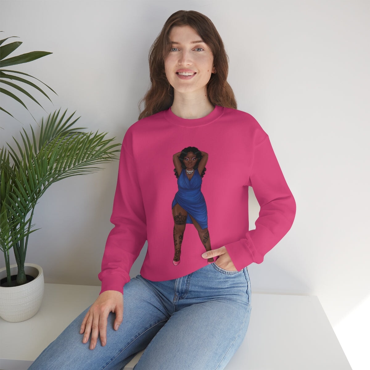 My Beautiful Fluff Show Off Your Fluff Kendra Unisex Heavy Blend Crewneck Sweatshirt Sweatshirt Printify
