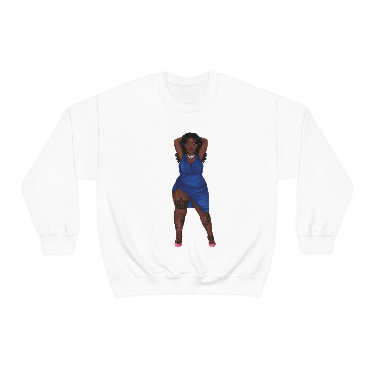 My Beautiful Fluff Show Off Your Fluff Kendra Unisex Heavy Blend Crewneck Sweatshirt Sweatshirt Printify S White