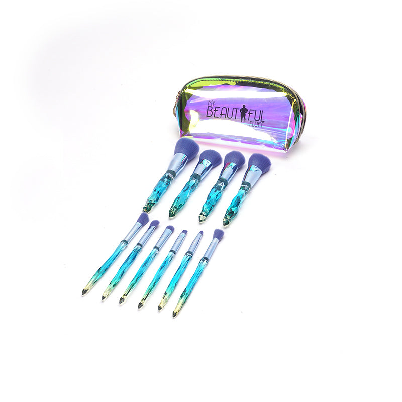 Purple 10 Piece Crystal Makeup Brush Set PHYSICAL My Beautiful Fluff