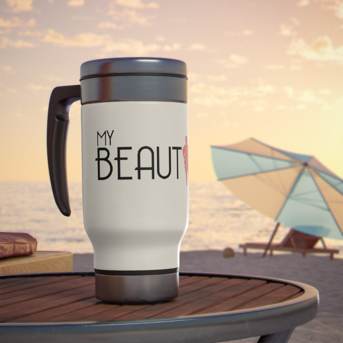 Stainless Steel Travel Mug with Handle, 14oz Mug Printify