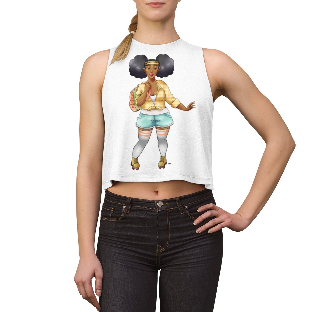 Women's Crop top Tank Top Printify L Solid White Blend