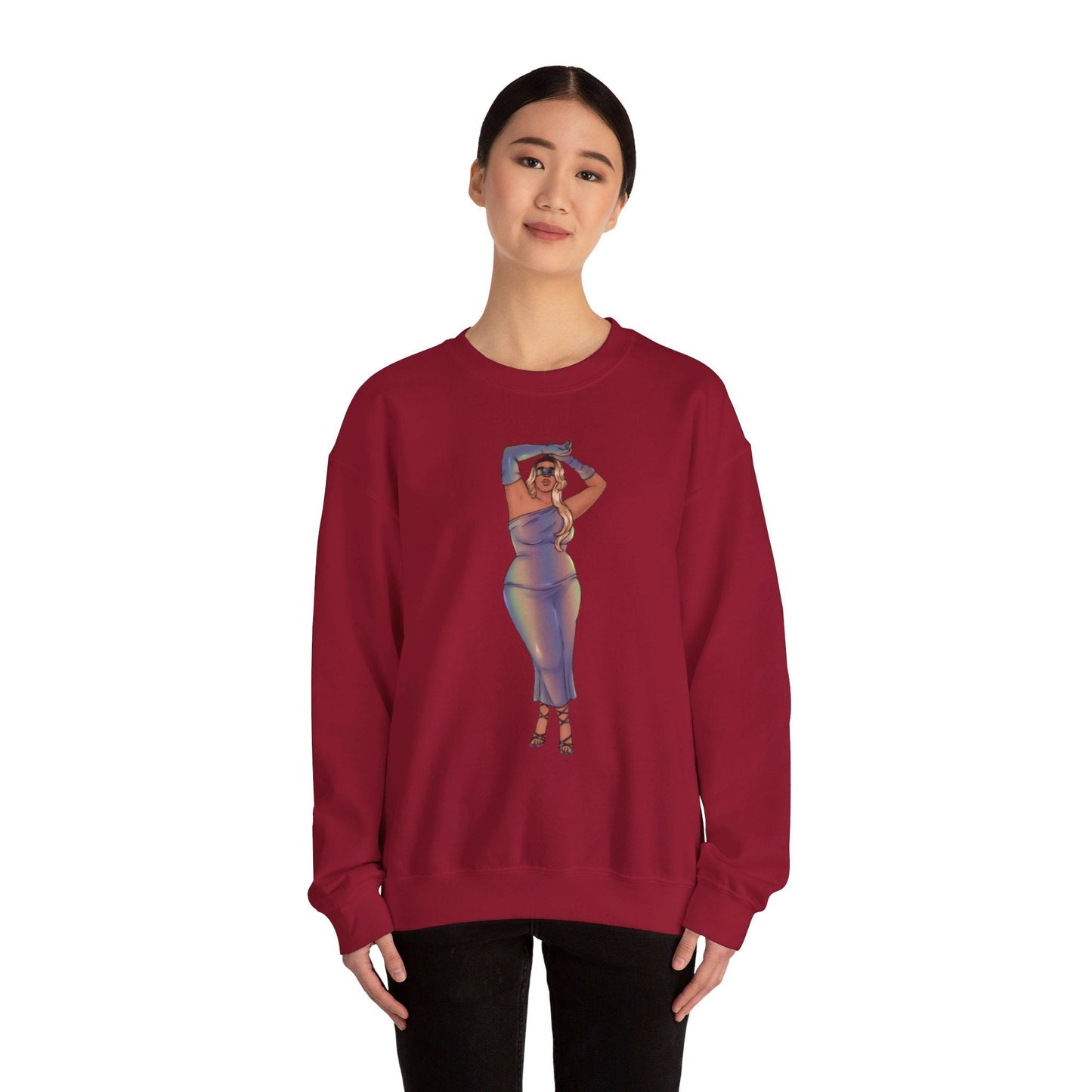 Crewneck Sweatshirt Featuring Plus Size Model Tazah Size S-5xl Sweatshirt Printify 