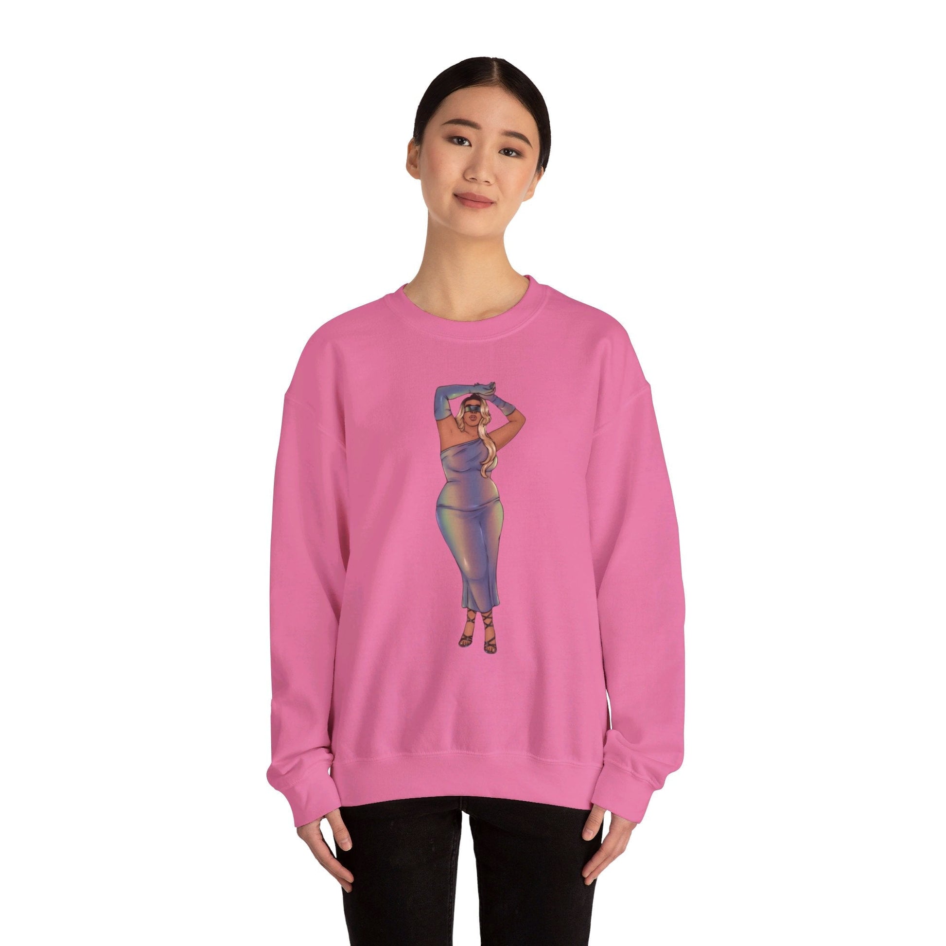 Crewneck Sweatshirt Featuring Plus Size Model Tazah Size S-5xl Sweatshirt Printify 