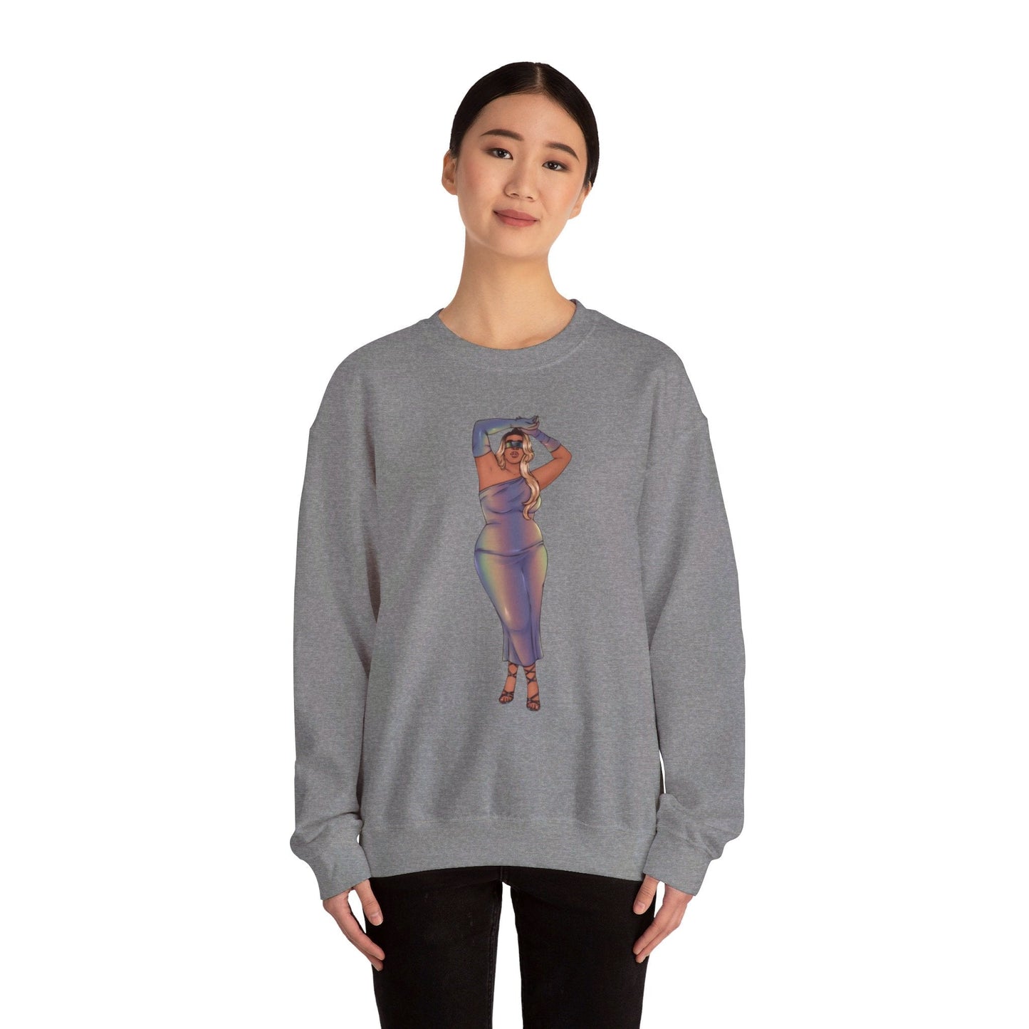 Crewneck Sweatshirt Featuring Plus Size Model Tazah Size S-5xl Sweatshirt Printify 