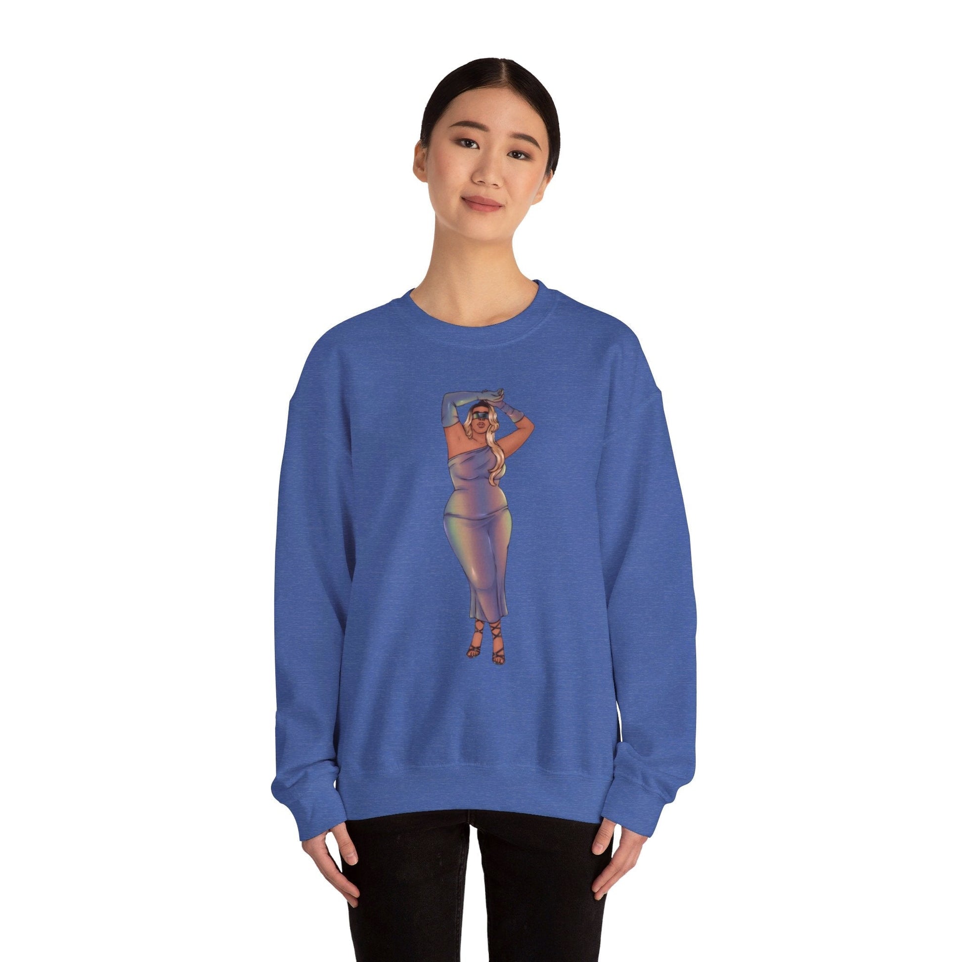 Crewneck Sweatshirt Featuring Plus Size Model Tazah Size S-5xl Sweatshirt Printify 