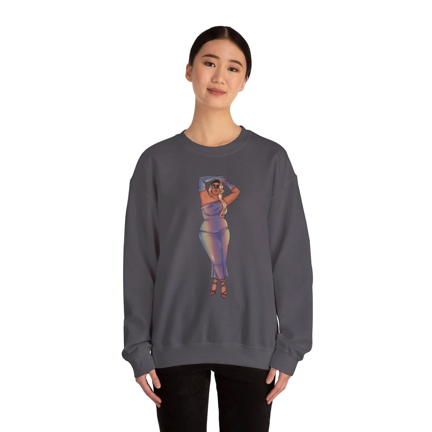 Crewneck Sweatshirt Featuring Plus Size Model Tazah Size S-5xl Sweatshirt Printify 