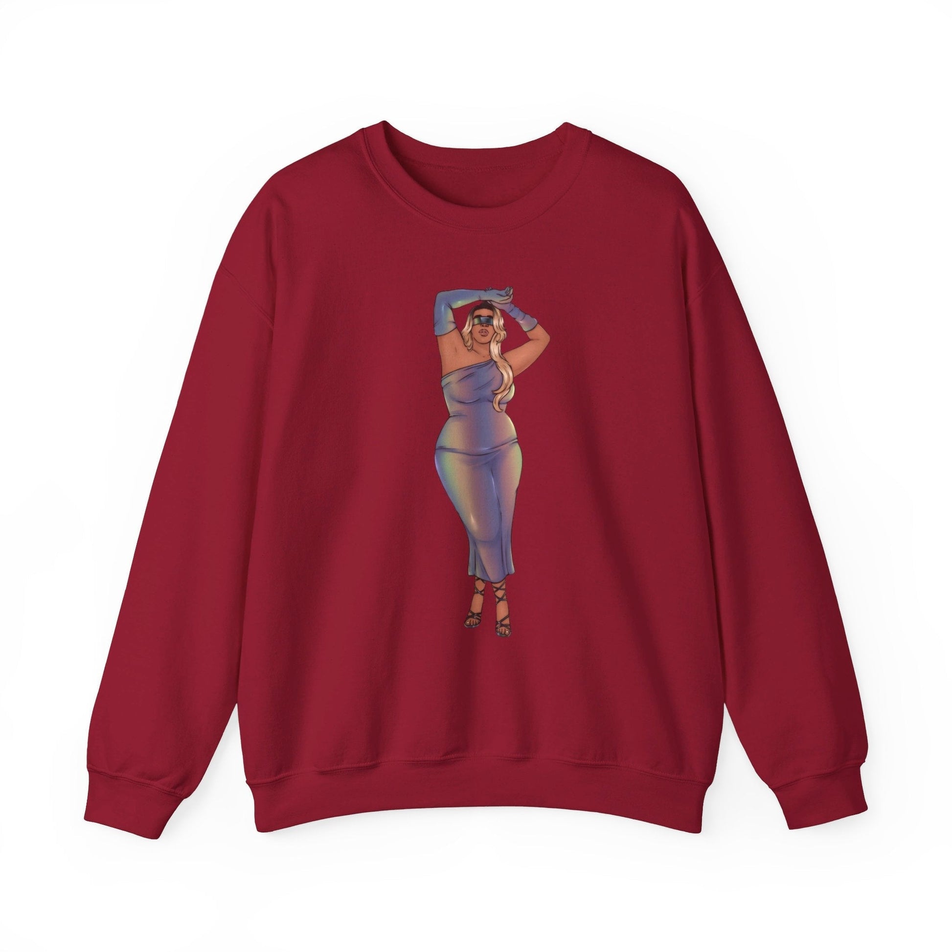 Crewneck Sweatshirt Featuring Plus Size Model Tazah Size S-5xl Sweatshirt Printify Cardinal Red S 