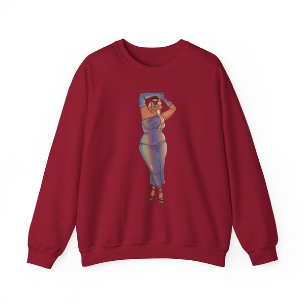 Crewneck Sweatshirt Featuring Plus Size Model Tazah Size S-5xl Sweatshirt Printify Cardinal Red S 