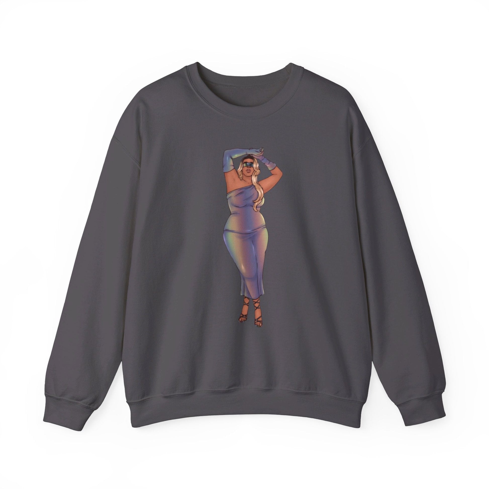 Crewneck Sweatshirt Featuring Plus Size Model Tazah Size S-5xl Sweatshirt Printify Charcoal S 