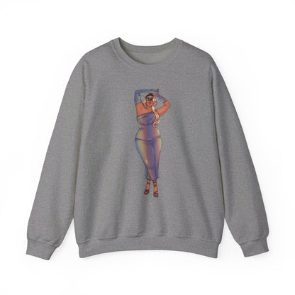 Crewneck Sweatshirt Featuring Plus Size Model Tazah Size S-5xl Sweatshirt Printify Graphite Heather S 