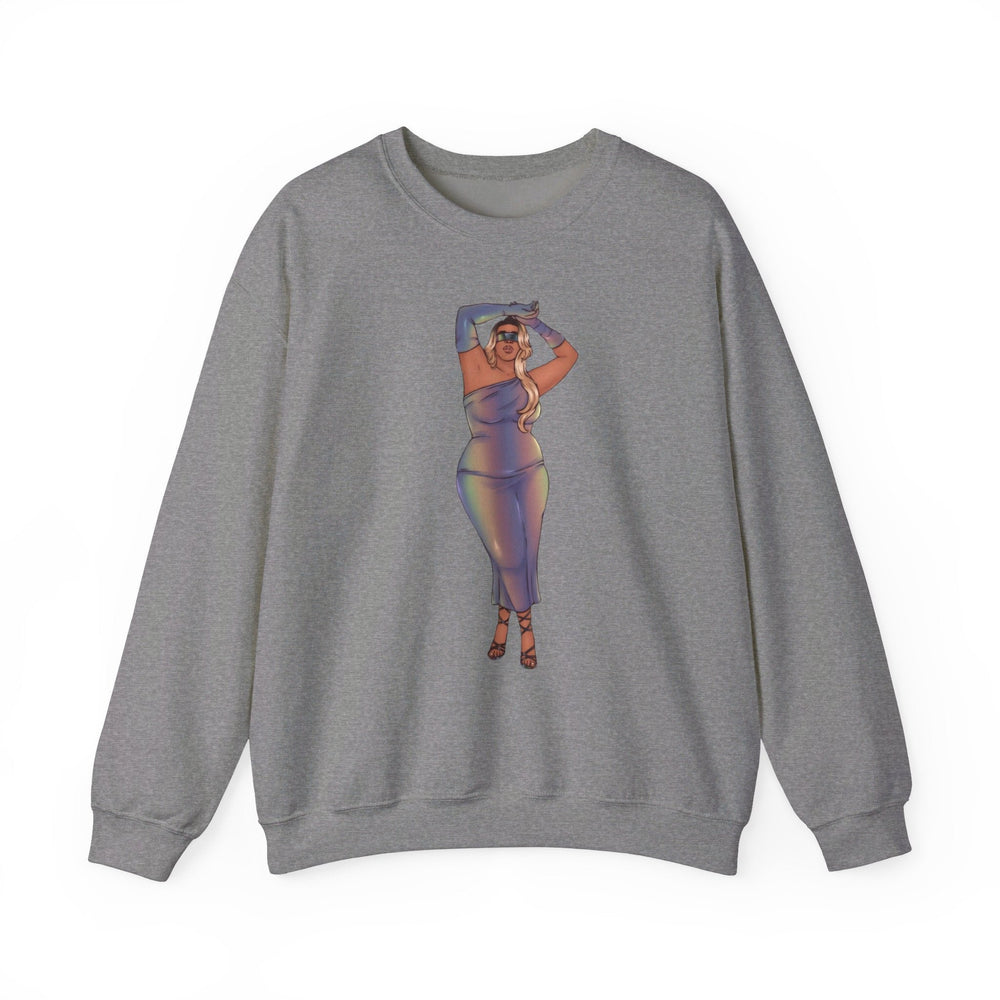 Crewneck Sweatshirt Featuring Plus Size Model Tazah Size S-5xl Sweatshirt Printify Graphite Heather S 