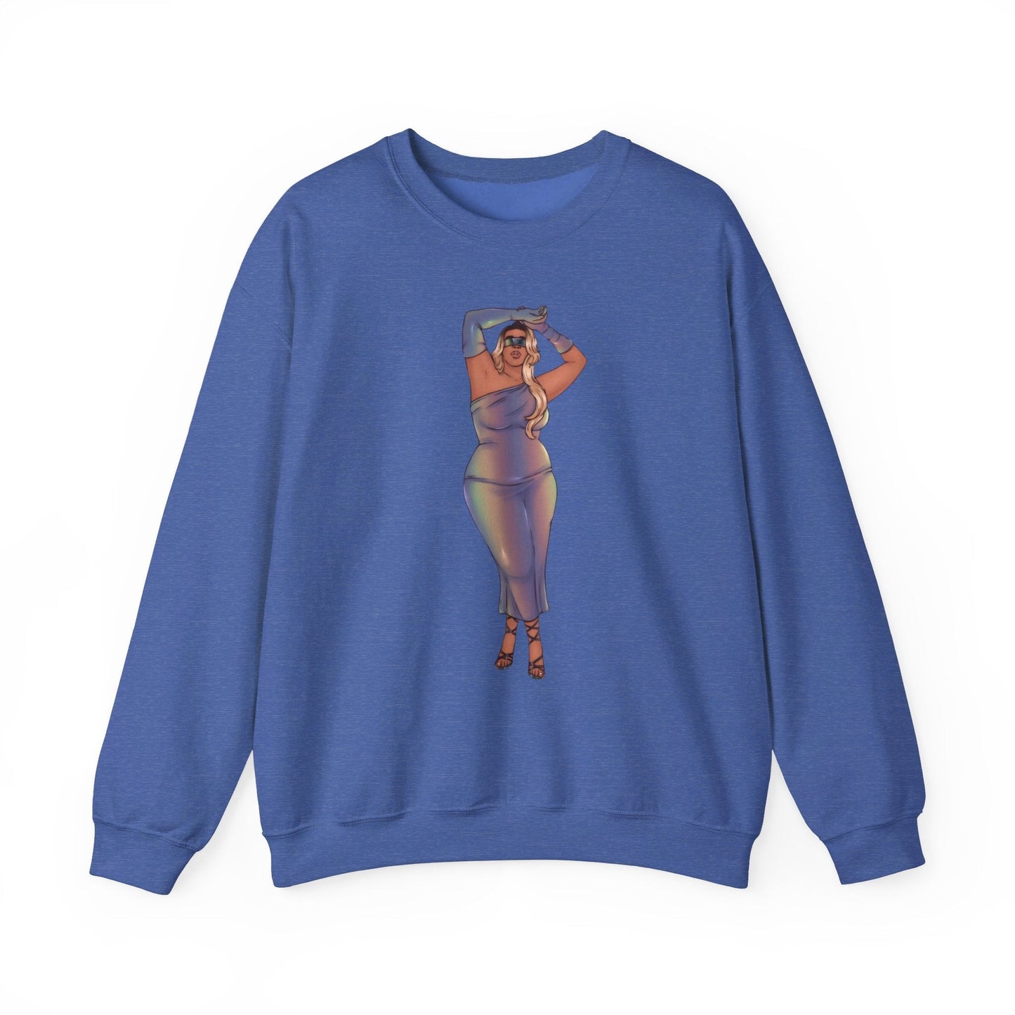 Crewneck Sweatshirt Featuring Plus Size Model Tazah Size S-5xl Sweatshirt Printify Heather Sport Royal S 