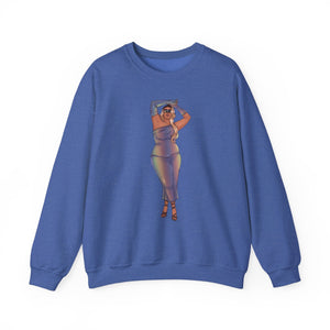Crewneck Sweatshirt Featuring Plus Size Model Tazah Size S-5xl Sweatshirt Printify Heather Sport Royal S 