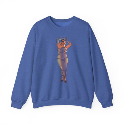 Crewneck Sweatshirt Featuring Plus Size Model Tazah Size S-5xl Sweatshirt Printify Heather Sport Royal S 